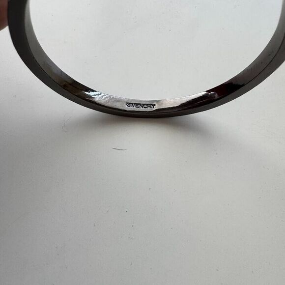 Givenchy Bracelet Black Crystal Rhinestone Round Diamond Shape Gunmetal Cuff - Picture 3 of 5